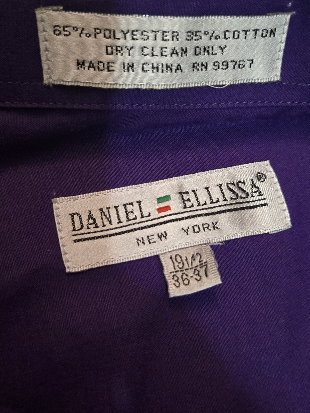 Daniel Ellissa Royal Purple Dress Shirt - Size 19 1/2 36-37 - Picture 4 of 4